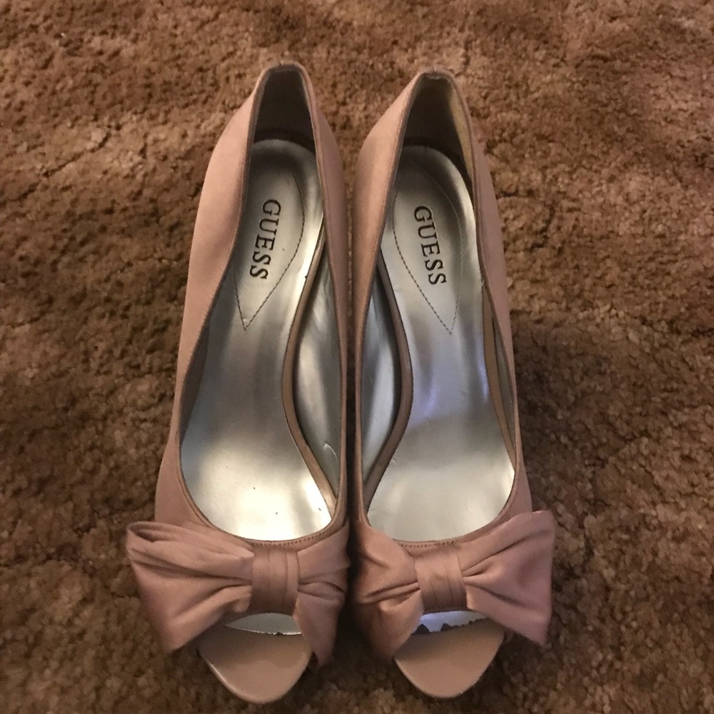 Guess Peep-toe Satin Heels